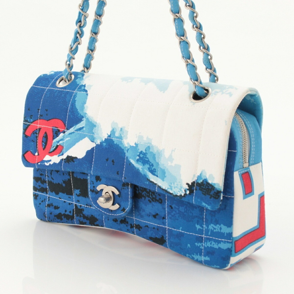 Chanel Surfline Canvas Chain Shoulder Bag Blue - Picture 2 of 6